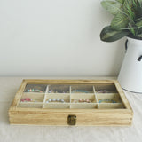 #WD110 Glass Top Wooden Craft Supply Organizer Jewelry Display Case