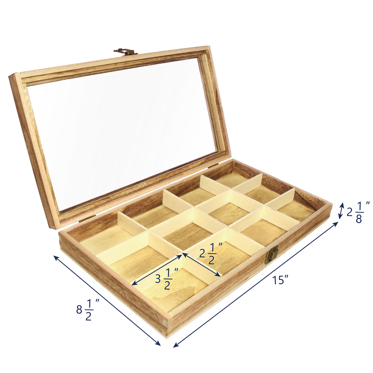 #WD110 Glass Top Wooden Craft Supply Organizer Jewelry Display Case