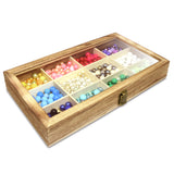 #WD110 Glass Top Wooden Craft Supply Organizer Jewelry Display Case