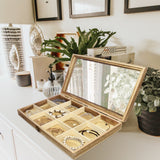 #WD110 Glass Top Wooden Craft Supply Organizer Jewelry Display Case