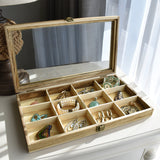 #WD110 Glass Top Wooden Craft Supply Organizer Jewelry Display Case