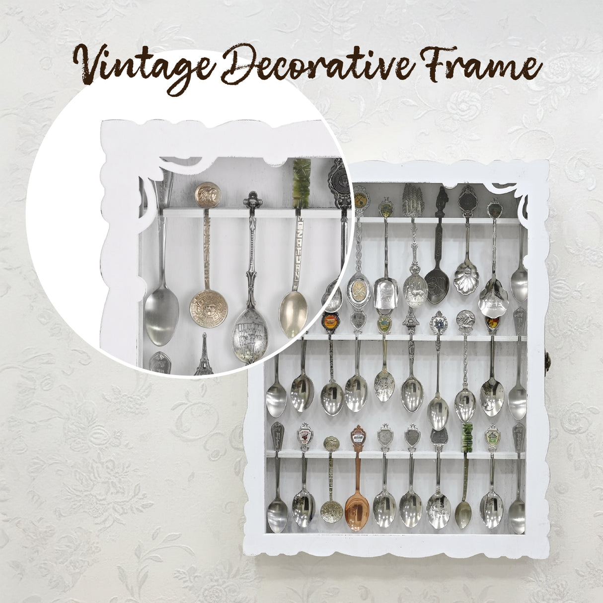 #WD1730 Wooden 30-Souvenir Spoon Display Case Cabinet with Tempered Glass