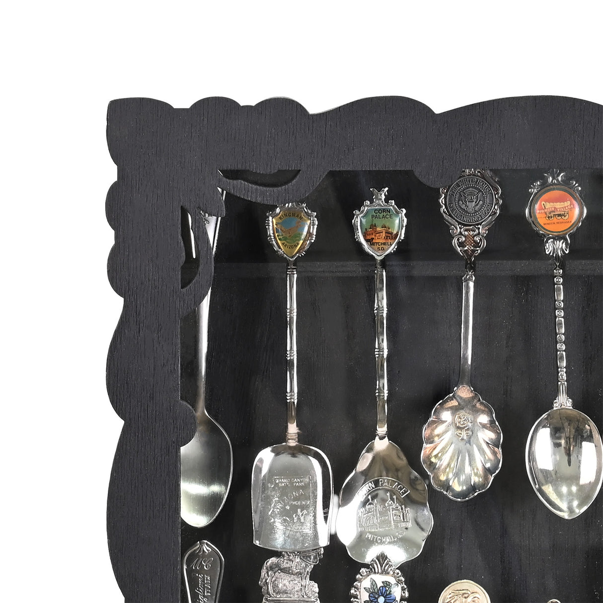 #WD1730 Wooden 30-Souvenir Spoon Display Case Cabinet with Tempered Glass