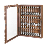 Wooden 30-Souvenir Spoon Display Case Cabinet with Tempered Glass