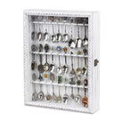 Wooden 30-Souvenir Spoon Display Case Cabinet with Tempered Glass