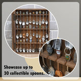 Wooden 30-Souvenir Spoon Display Case Cabinet with Tempered Glass