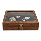 #WD2-1+93-4BK Tempered-Glass Top Small Wooden Jewelry Display Case with Removable Black Velvet Pad