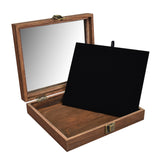 #WD2-1+93-4BK Tempered-Glass Top Small Wooden Jewelry Display Case with Removable Black Velvet Pad