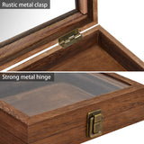 #WD2-1+93-4BK Tempered-Glass Top Small Wooden Jewelry Display Case with Removable Black Velvet Pad