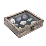 #WD2-1+93-4BK Tempered-Glass Top Small Wooden Jewelry Display Case with Removable Black Velvet Pad