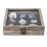 #WD2-1+93-4BK Tempered-Glass Top Small Wooden Jewelry Display Case with Removable Black Velvet Pad