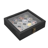 #WD2-1+93-4BK Tempered-Glass Top Small Wooden Jewelry Display Case with Removable Black Velvet Pad