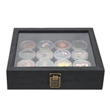 #WD2-1+93-4BK Tempered-Glass Top Small Wooden Jewelry Display Case with Removable Black Velvet Pad