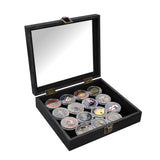 #WD2-1+93-4BK Tempered-Glass Top Small Wooden Jewelry Display Case with Removable Black Velvet Pad