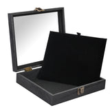 #WD2-1+93-4BK Tempered-Glass Top Small Wooden Jewelry Display Case with Removable Black Velvet Pad