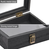 #WD2-1+93-4BK Tempered-Glass Top Small Wooden Jewelry Display Case with Removable Black Velvet Pad