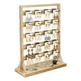 #WD2005 Wooden Jewelry earring rack display with 20 black hooks