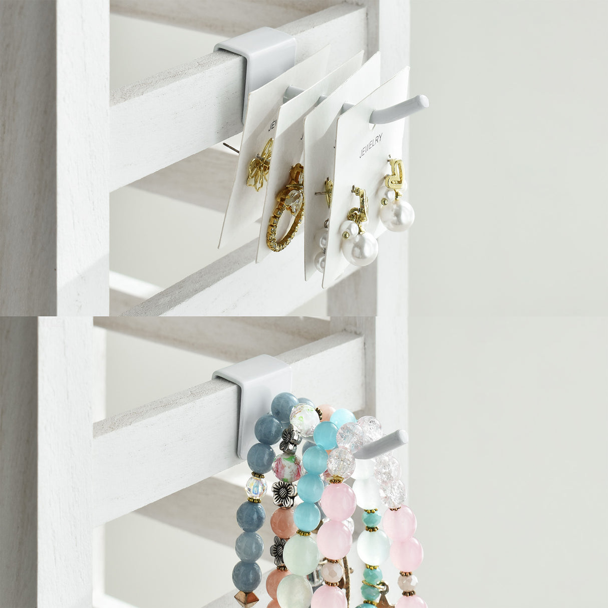 #WD2005 Wooden Hanger hook jewelry rack display with 20 white hooks