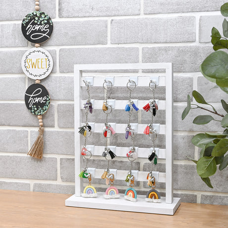 #WD2005 Wooden Hanger hook jewelry rack display with 20 white hooks