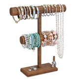 2 Tier Wooden Jewelry Display Bracelet Watch Holder