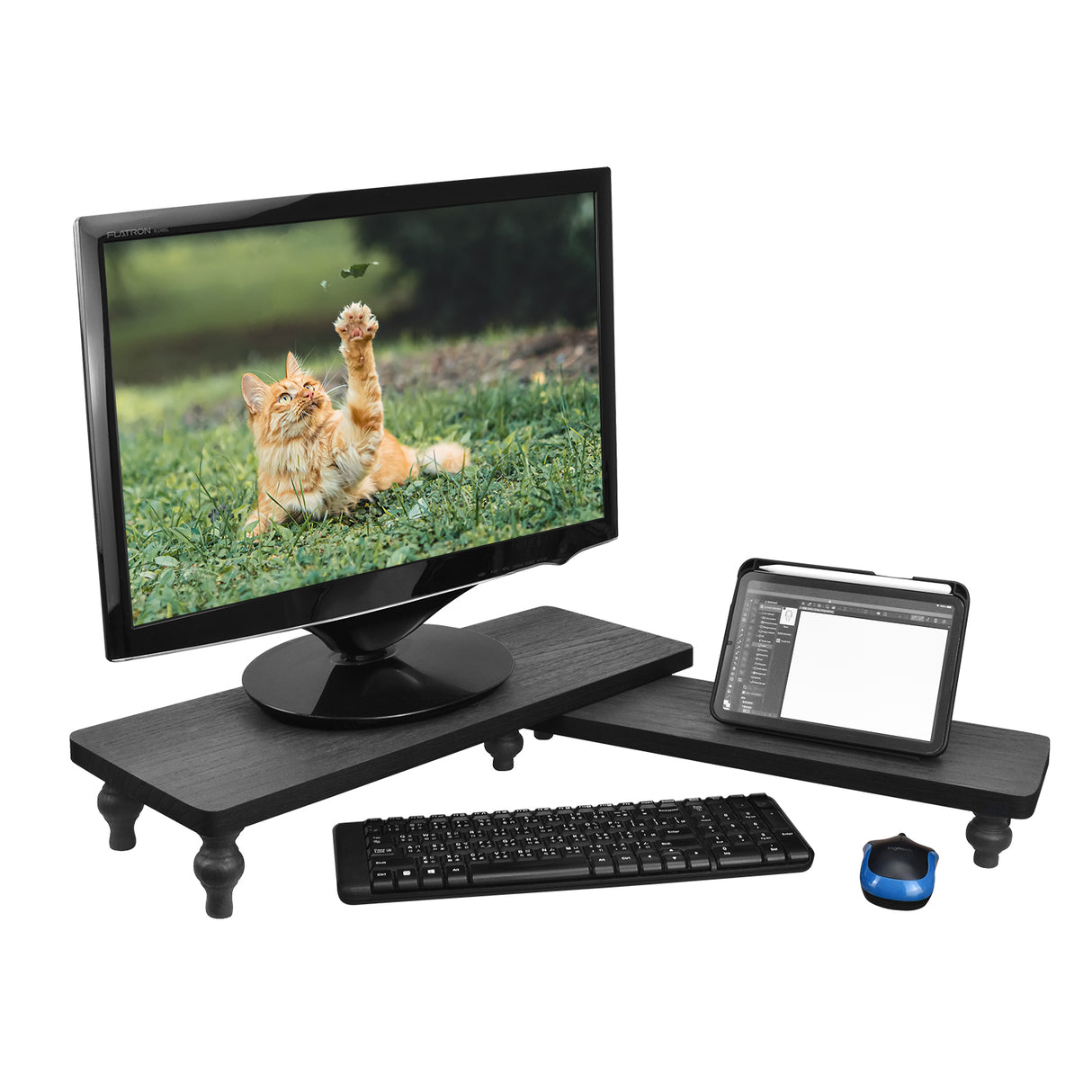 #WD2202 2Pcs wood retail display riser stands
