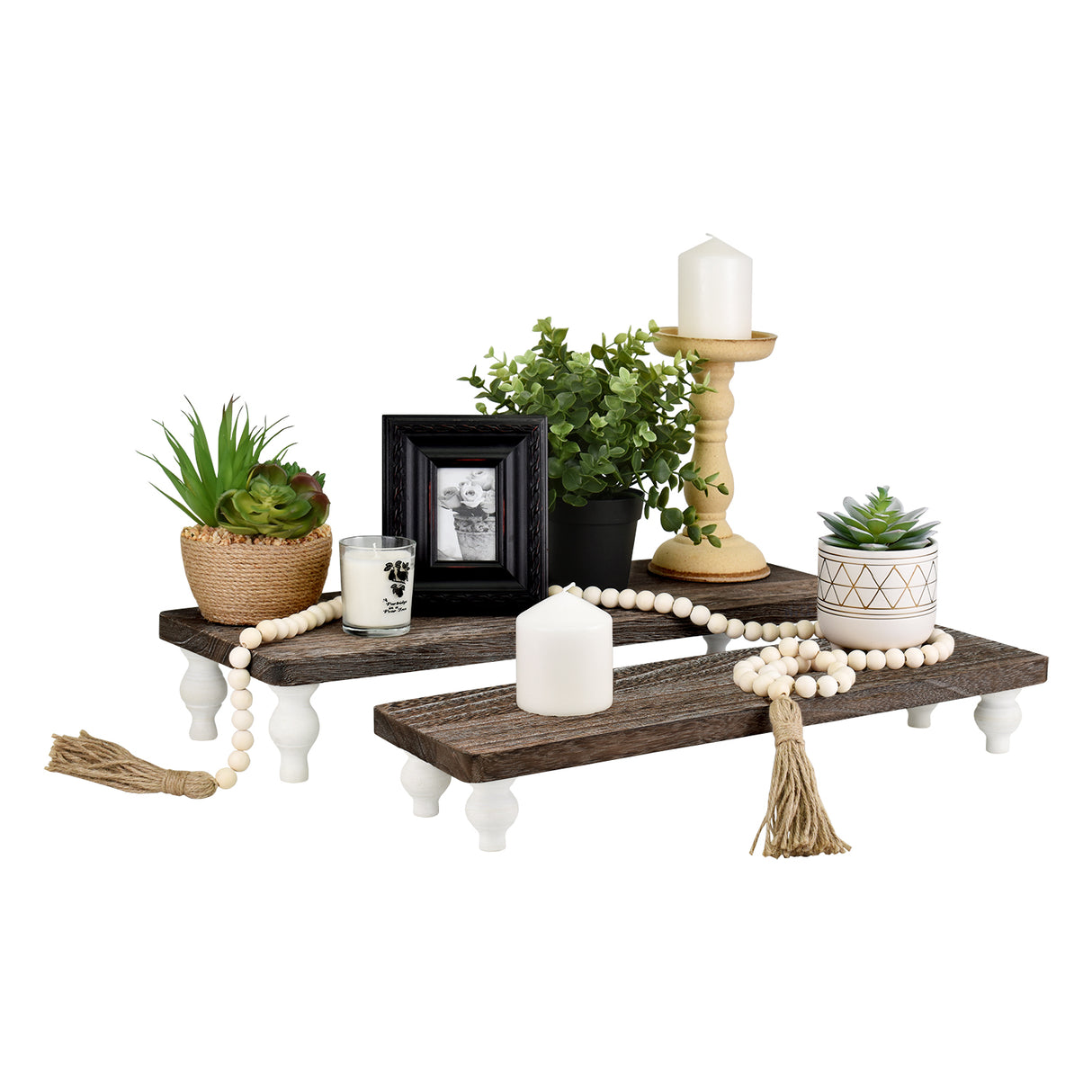#WD2202 2Pcs wood retail display riser stands