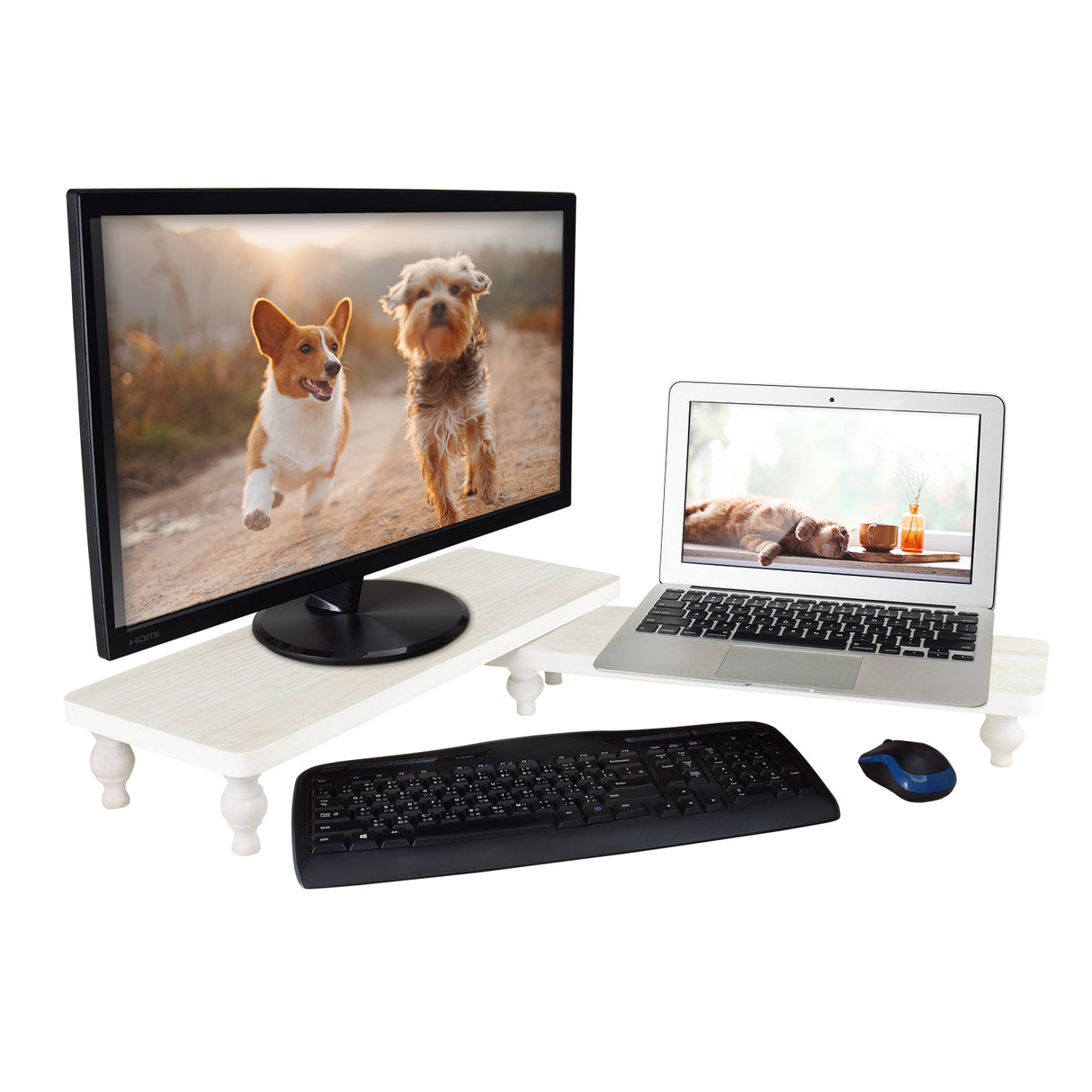 #WD2202 2Pcs wood retail display riser stands