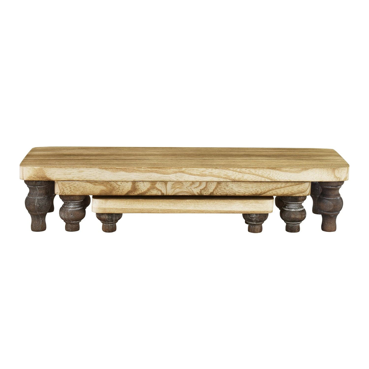 #WD2203-OK 3 Pcs Set Wooden Display Riser Stand, Oak Color