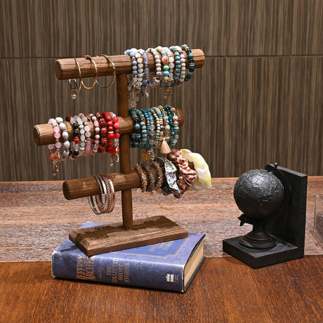 #WD2965-3  Free Assembly 3-Tier Wooden Jewelry Display Stand, Bracelets, Necklaces