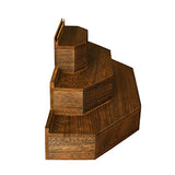 #WD3015 3-Tier Wood Stair Step Shelf Step Display Risers, Coffee Color