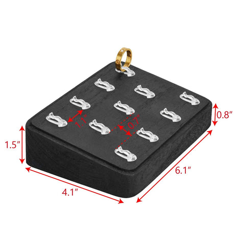 #WD3511-BK Wooden Ring Tray Display with 11 Acrylic Clips 