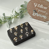 #WD3511-BK Wooden Ring Tray Display with 11 Acrylic Clips 