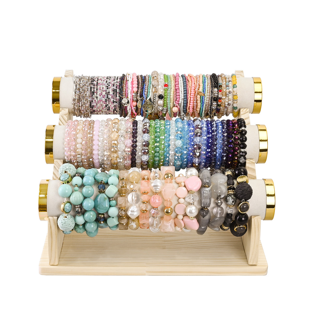 #WD3803 Wooden 3 Tier Bracelet Display Stand Rack