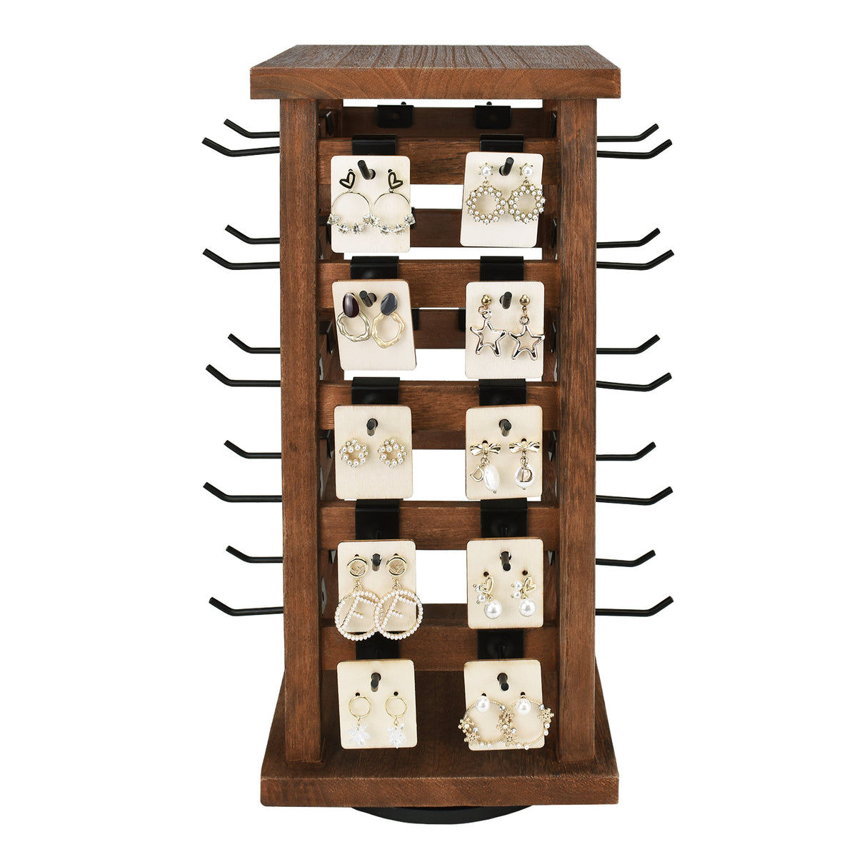 #WD4020 Wood Rotating Jewelry Storage Earrings Display