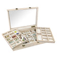 #WD423 Tempered Glass Jewelry Display Box Organizer, Two-Layer Jewelry Display Case for Necklaces, Earrings, Bracelets, Rings - Elegant Jewelry Storage Solution