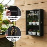 #WD5053 Wall-Mounted Freestanding Wooden 5-Shelf with Glass Door