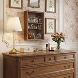 #WD5053 Wall-Mounted Freestanding Wooden 5-Shelf with Glass Door