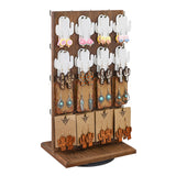 #WD5062L Wooden Rotating Two-Sided Jewelry Display Stand With 32 Hooks