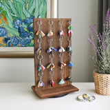 #WD5062L Wooden Rotating Two-Sided Jewelry Display Stand With 32 Hooks