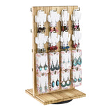 #WD5062L Wooden Rotating Two-Sided Jewelry Display Stand With 32 Hooks