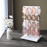 #WD5062L Wooden Rotating Two-Sided Jewelry Display Stand With 32 Hooks