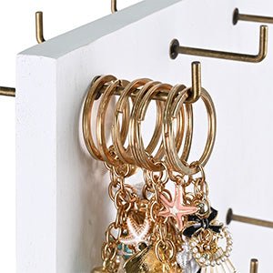 #WD5062L Wooden Rotating Two-Sided Jewelry Display Stand With 32 Hooks