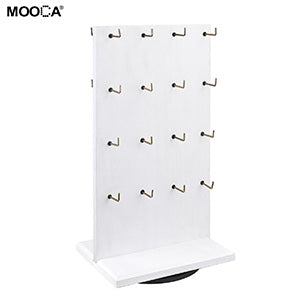 #WD5062L Wooden Rotating Two-Sided Jewelry Display Stand With 32 Hooks