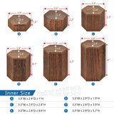 #WD5136 Wooden 6 Pcs Hexagonal Risers, Brown Color