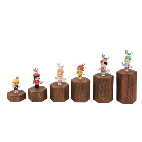 #WD5136 Wooden 6 Pcs Hexagonal Risers, Brown Color