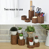 #WD5136 Wooden 6 Pcs Hexagonal Risers, Brown Color