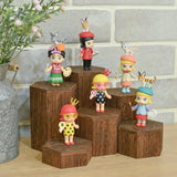 #WD5136 Wooden 6 Pcs Hexagonal Risers, Brown Color