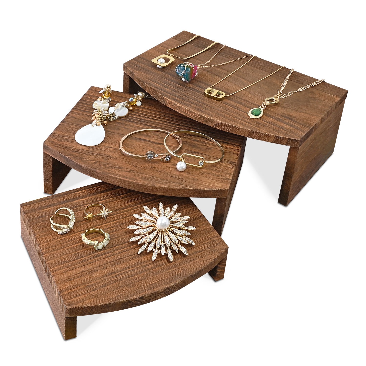 #WD543 Wooden Jewelry Display Risers - Multi-Function Retail Stands fo