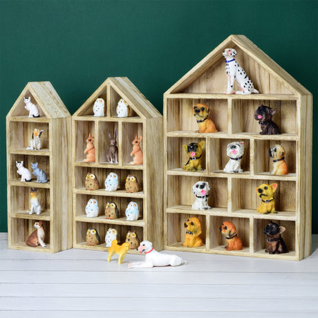 #WD5703 House-Shaped Wooden Shadow Display Shelf, Set of 3