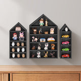  3 Pcs Set House-Shaped Shelf Wooden Shadow Cubby Box Display Shelf